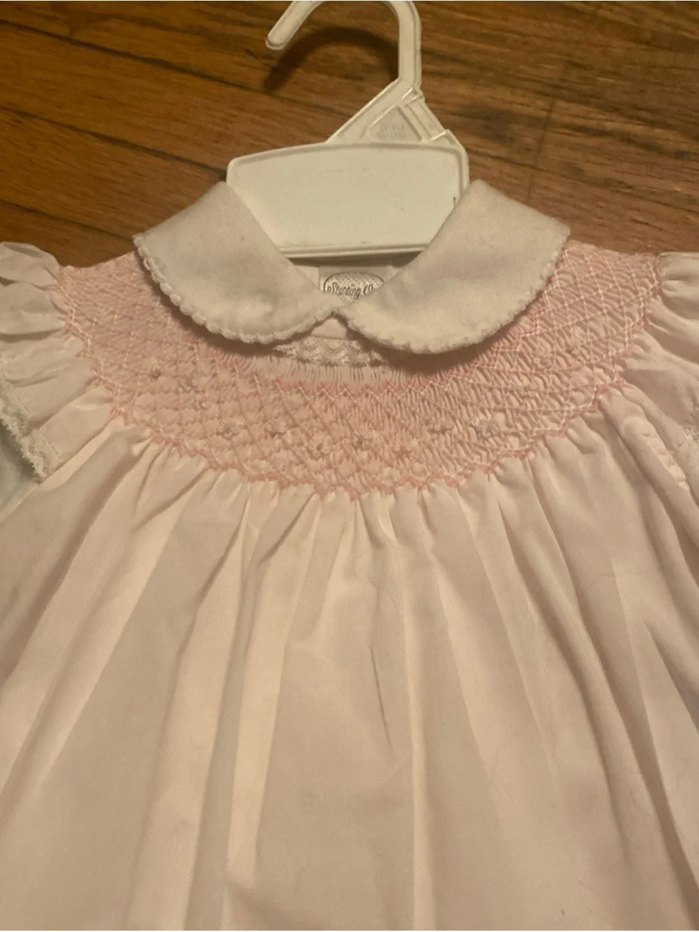 VTG Friedknit Creations Smocked Infant Dress White Pink NWT 9 Months Heirloom